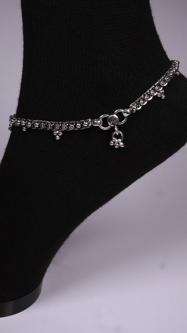 (Pair) Reet Silver Oxidised Anklet