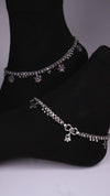 (Pair) Rohini Oxidised Silver Anklet