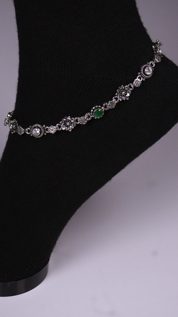 (Pair) Neelima Silver Oxidised Anklet