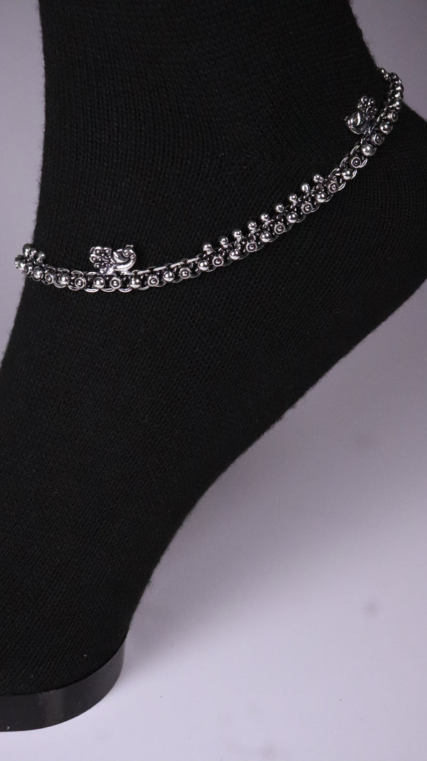 (Pair) Rajsi Silver Oxidised Anklet