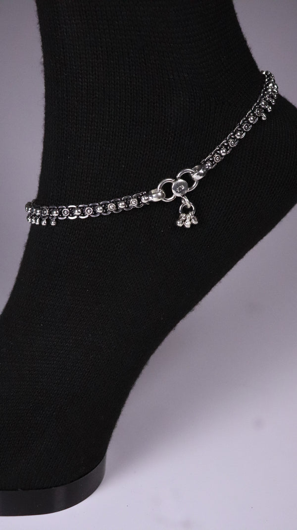 (Pair) Rajsi Silver Oxidised Anklet