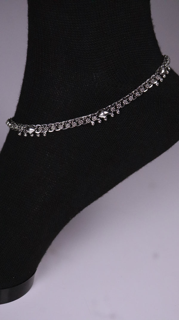 (Pair) Nupura Silver Oxidised Anklet