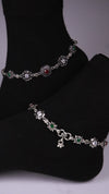 (Pair) Rangrez Silver Oxidised Anklet