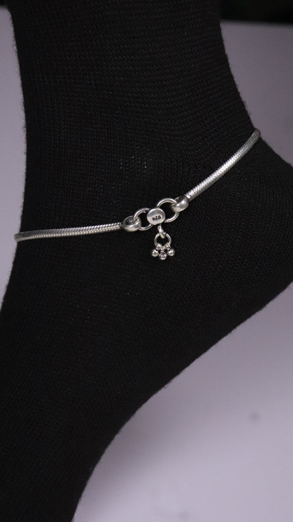 (Pair) Hansika Oxidised Silver Anklet