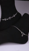 (Pair) Ashvattha Oxidised Silver Anklet