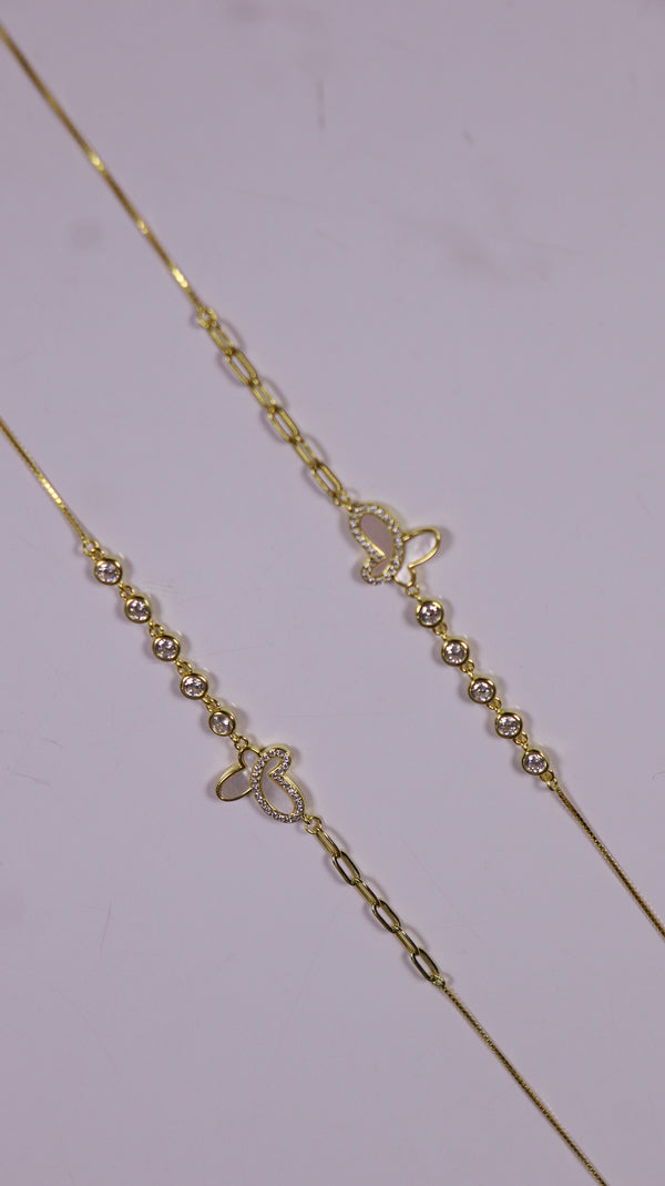 (Pair) Forever Bloom Anklets - Gold