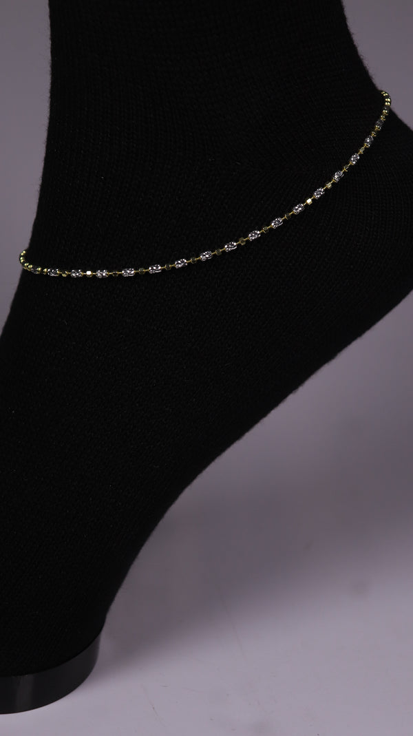 (Pair) Golden Rhythm Silver Anklets