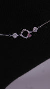 (Pair) Pink Clover Silver Anklet - Silver