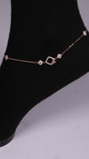 (Pair) Pink Clover Silver Anklet - Rose Gold
