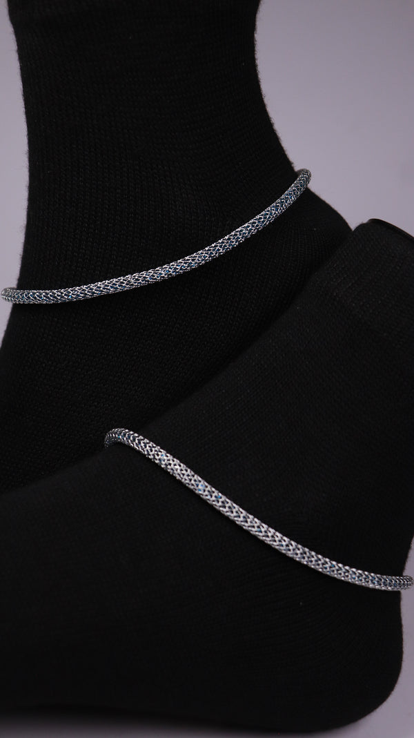(Pair) Deep Ocean Blue Anklets