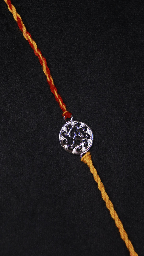 Om Aura Silver Rakhi