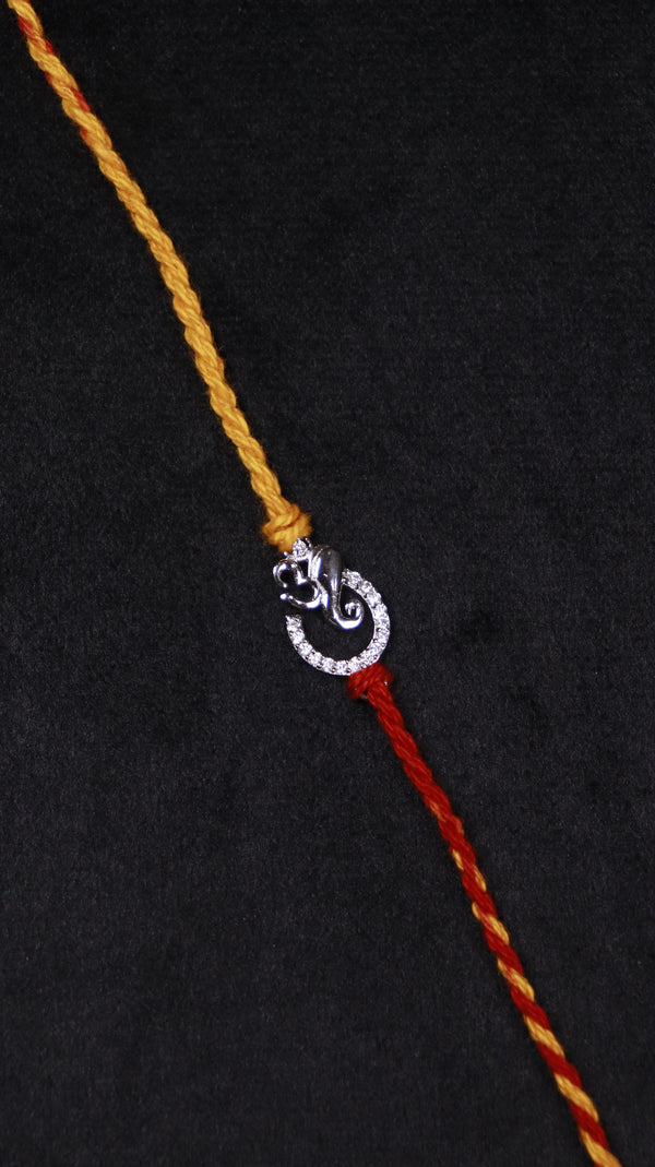 Om & Ganesha Grace Silver Rakhi