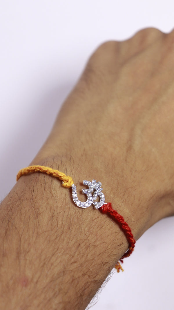 Divine Om Silver Rakhi