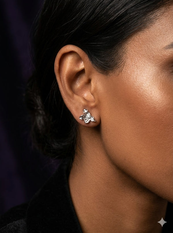 925 Sterling Silver Petal Studs.