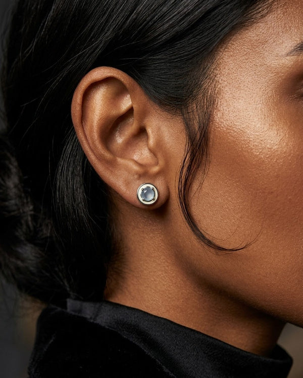 92.5 Silver Sky Mist Circle Studs