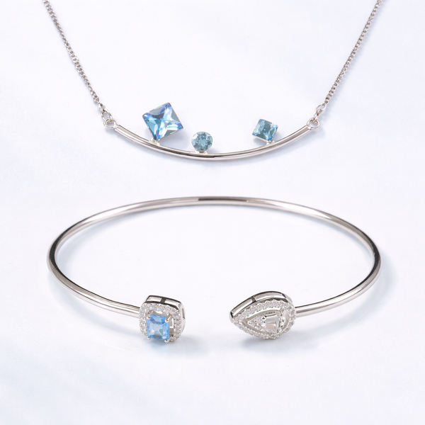 Blue Spark Necklace & Bangle Combo