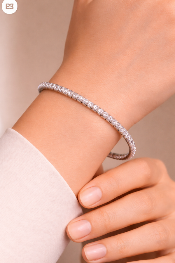 92.5 Sterling Silver Elastic Tennis Bracelet