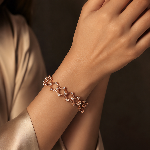 92.5 Sterling Silver Flexi Bloom Ring-Bracelet [Rose Gold]