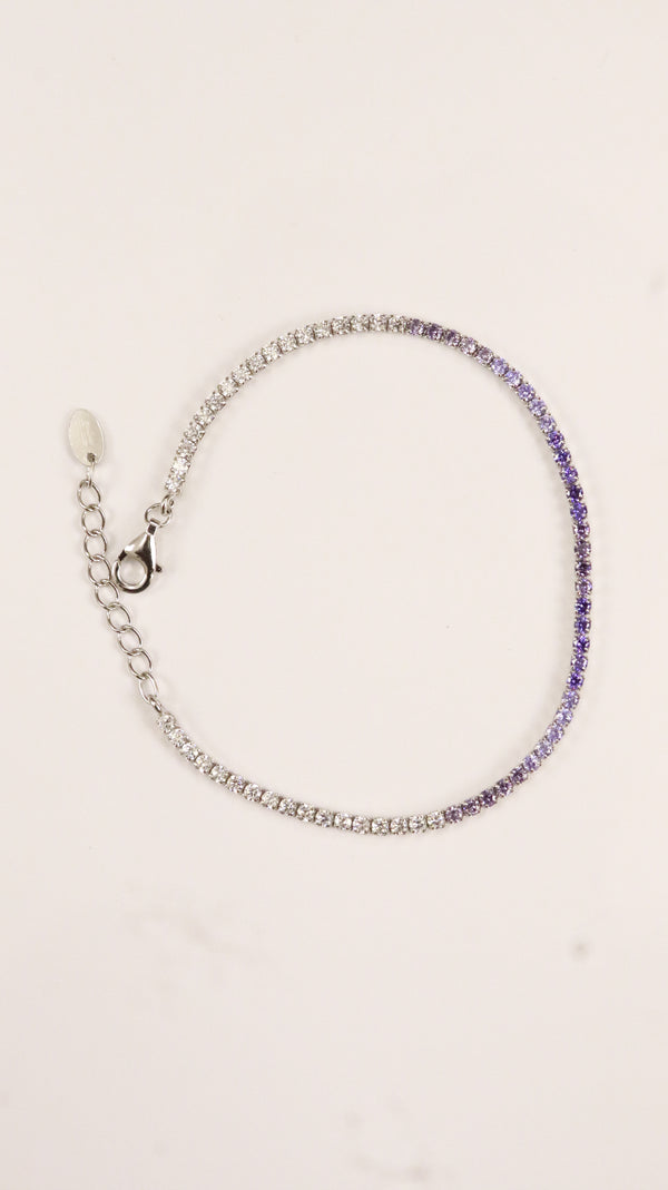 92.5 Sterling Silver Purple Glow Tennis Bracelet