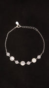 92.5 Sterling Silver Pearl Spark Link Bracelet