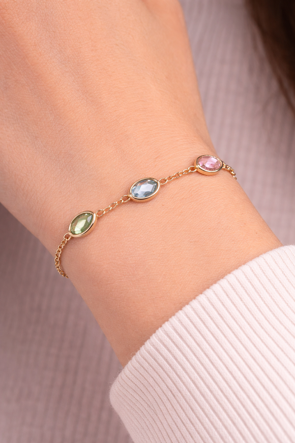 92.5 Sterling Silver Pastel Orbit Bracelet [Rose Gold]
