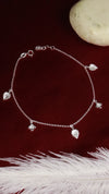 925 Sterling Silver Leaf & Floral Charm Anklet