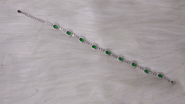 925 Sterling Silver Emerald Glow Silver Bracelet