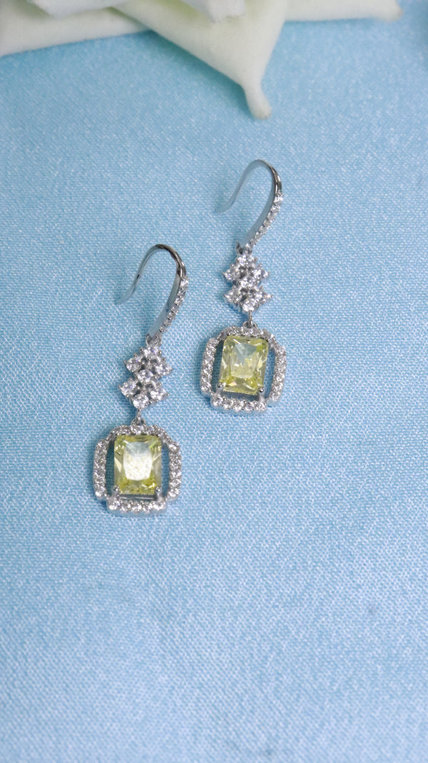 Yellow Spark Drop Silver Earrings