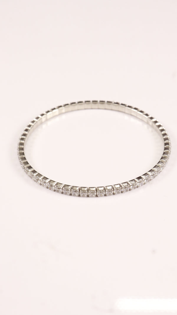 92.5 Sterling Silver Elastic Tennis Bracelet