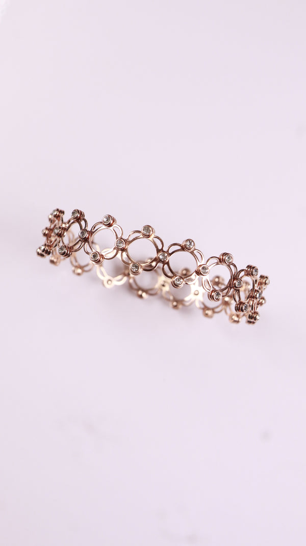 92.5 Sterling Silver Flexi Bloom Ring-Bracelet [Rose Gold]