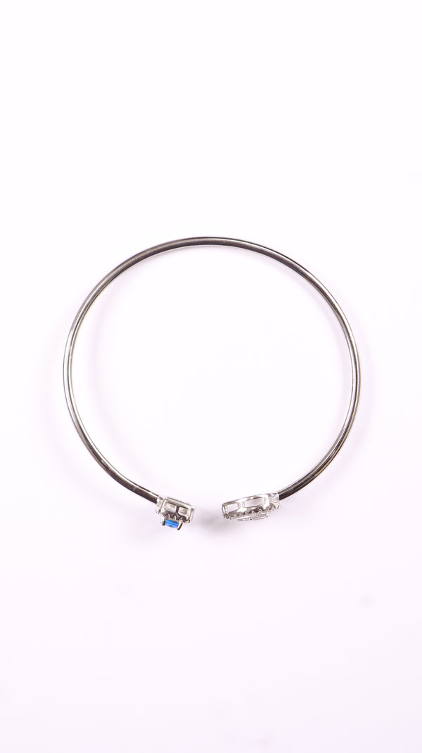 92.5 Sterling Silver Blue Spark Open Bracelet