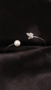 92.5 Sterling Silver Pearl Leaf Open Bracelet