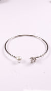 92.5 Sterling Silver Pearl Leaf Open Bracelet