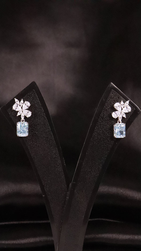 Floral Drop Silver Earrings