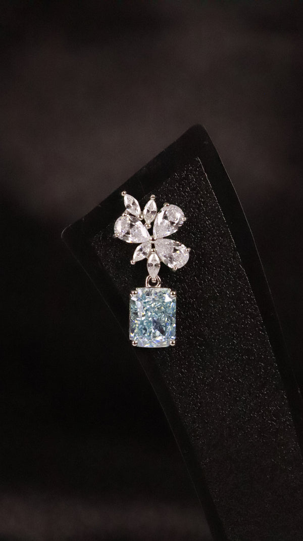 Floral Drop Silver Earrings