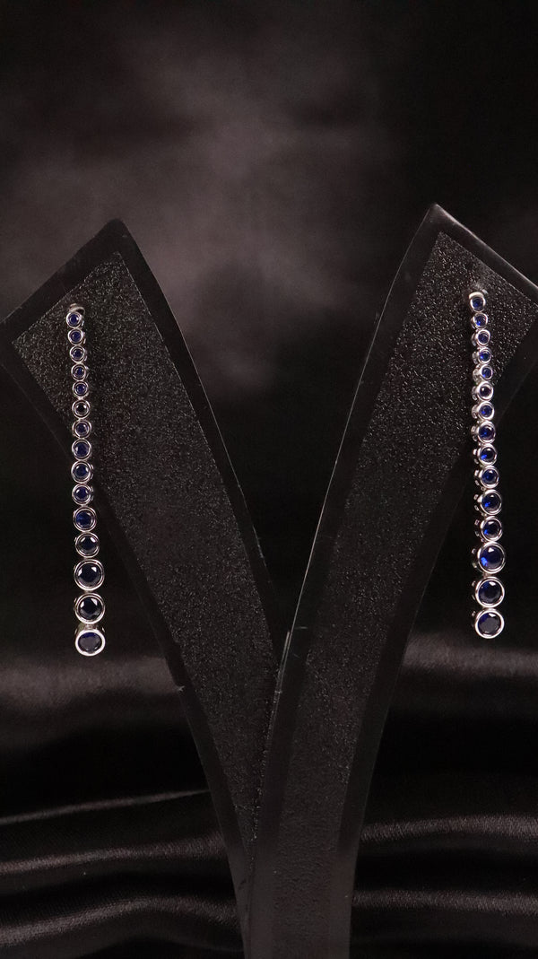 Blue Stone Silver Drop Earrings