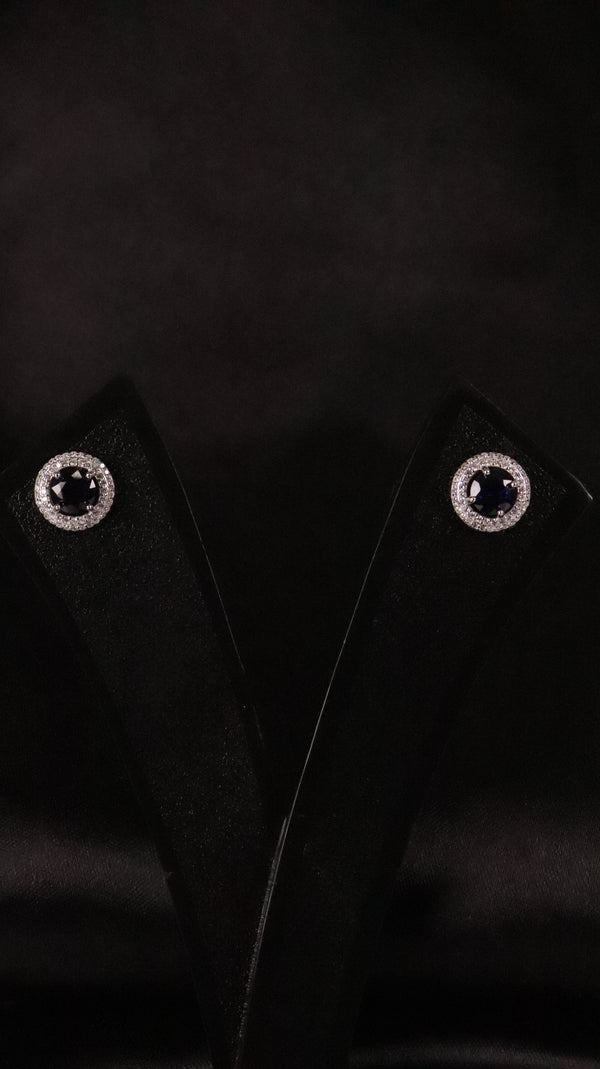 92.5 Silver Blue Halo Studs