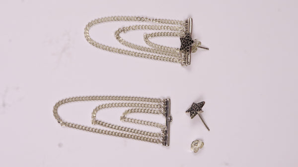 Star Chain Silver Earrings