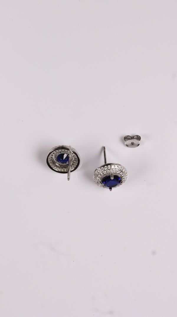 92.5 Silver Blue Halo Studs