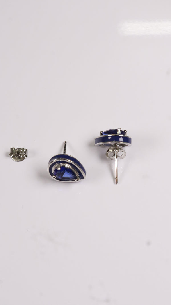 92.5 Silver Blue Wave Studs