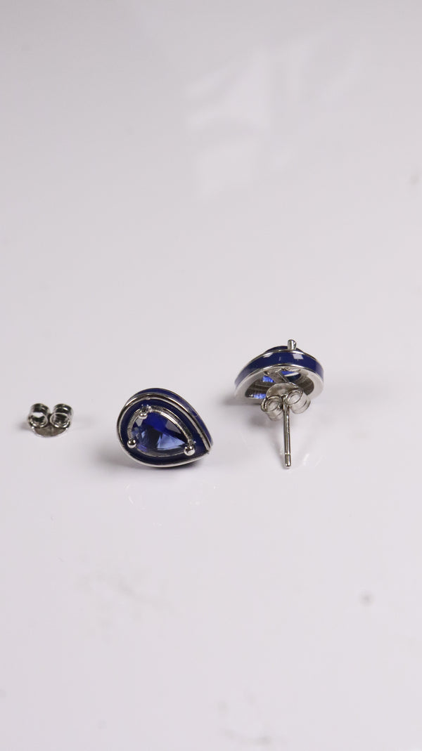 92.5 Silver Blue Wave Studs