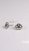 92.5 Silver Green Bloom Studs