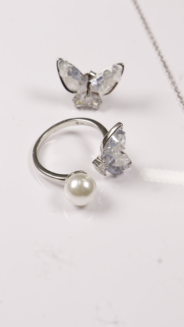 925 Silver Butterfly Glow Set + Ring