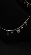 925 Sterling Silver Oxidised Meow Charm Anklet.