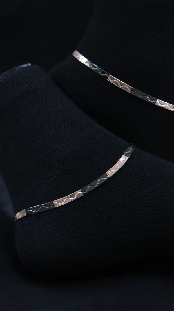925 Sterling Silver Snake Wave Anklets.