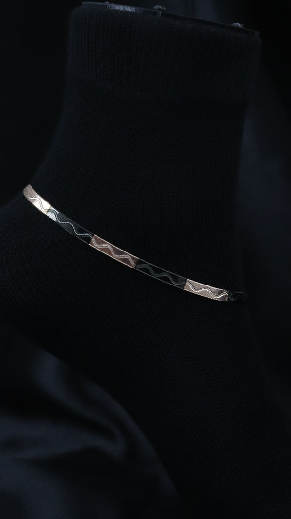 925 Sterling Silver Snake Wave Anklets.