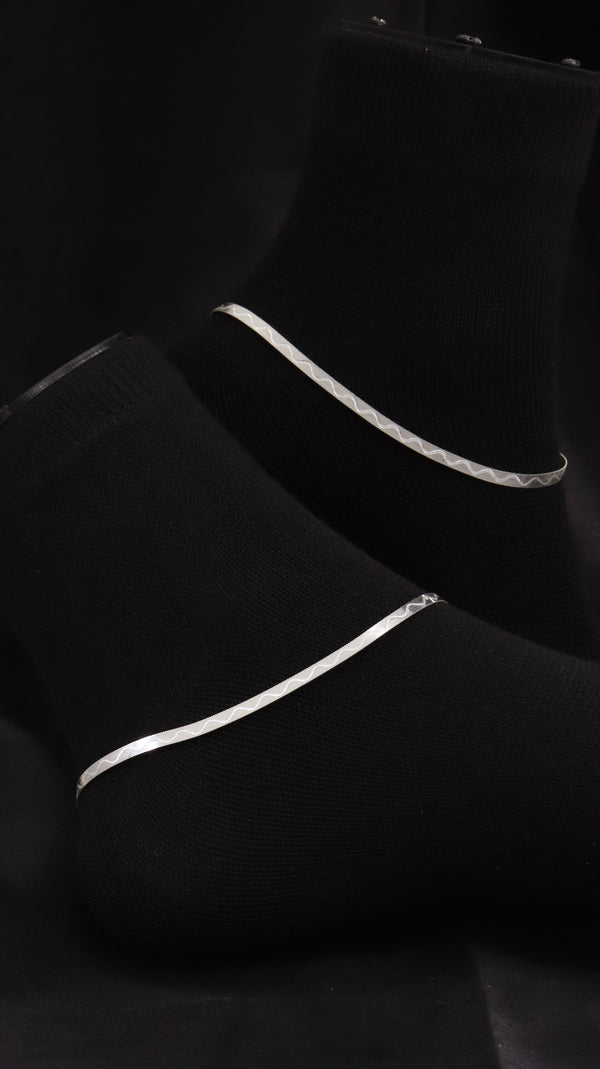 925 Sterling Silver Ocean Wave Anklets.