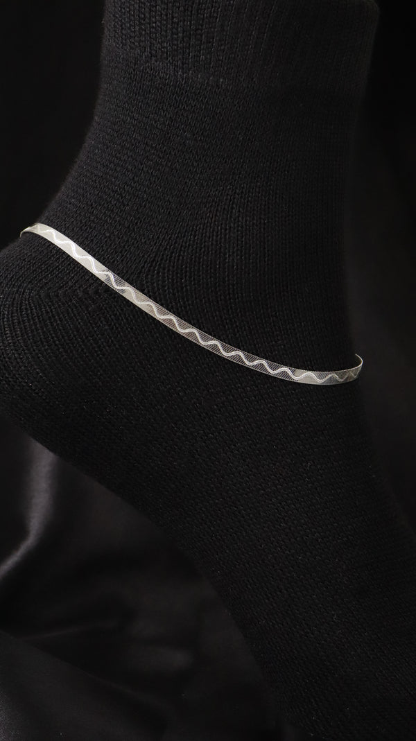 925 Sterling Silver Ocean Wave Anklets.