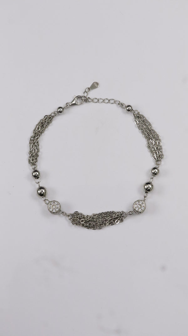 Silver Layer Charm Anklet