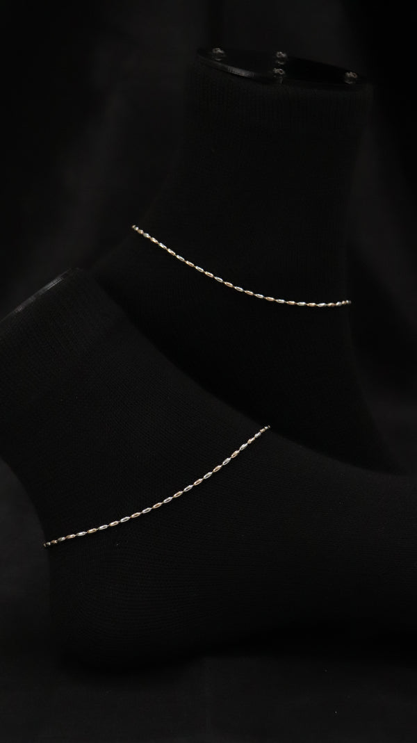 925 Sterling Silver Twin Tone Minimal Anklet.